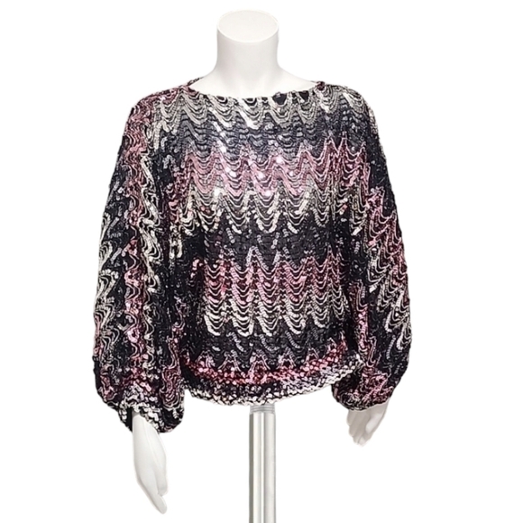 VTG 80's JEANETTE KASTENBERG ST. MARTIN Sequin Bolero Silk Blouse S M Disco R - Picture 6 of 15